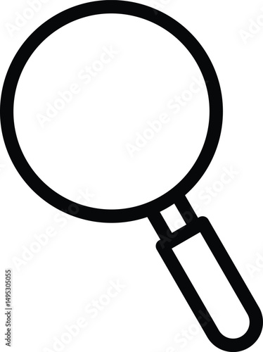Black Line Magnifying Glass Icon Illustration for Search and Research