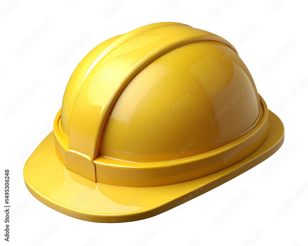 Fototapeta premium Yellow hard hat isolated on white, a symbol of safety and protection for construction and industrial work 3d render