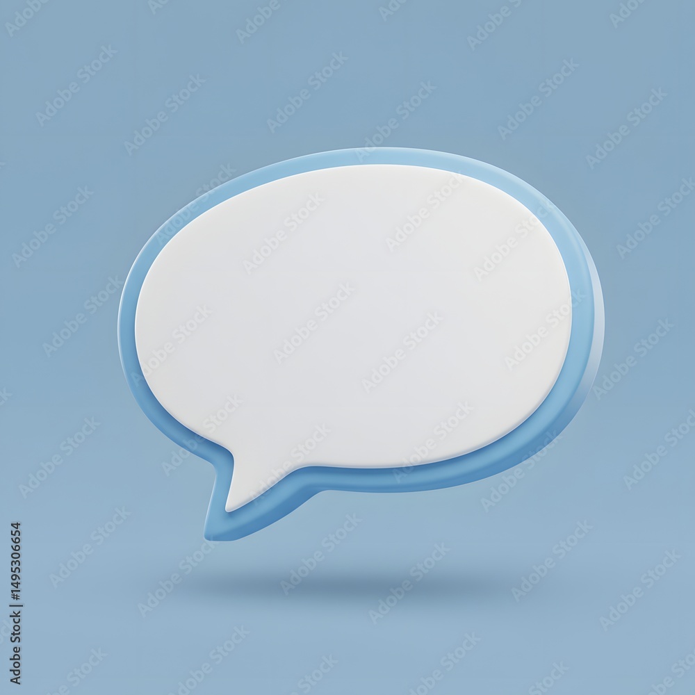 3D Render of a Light Blue Speech Bubble, Blank Space for Text or Message 3D Render of a Light Blue Speech Bubble, Blank Space for Text or Message