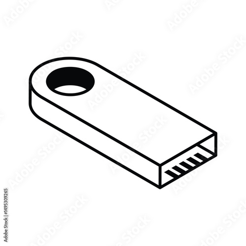 A customizable isometric icon of usb storage drive