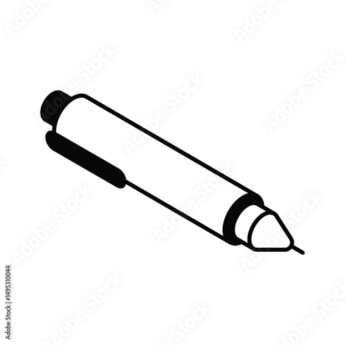 An editable isometric icon of blue ballpoint pen