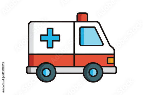 3d ambulance flat icon isolated on white background