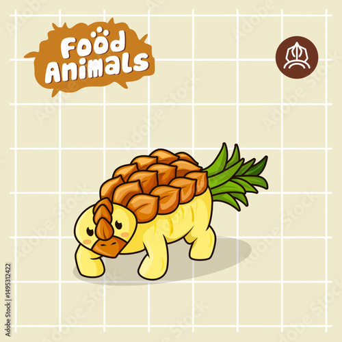 ankylosaurus pineapple cartoon mascot logo character