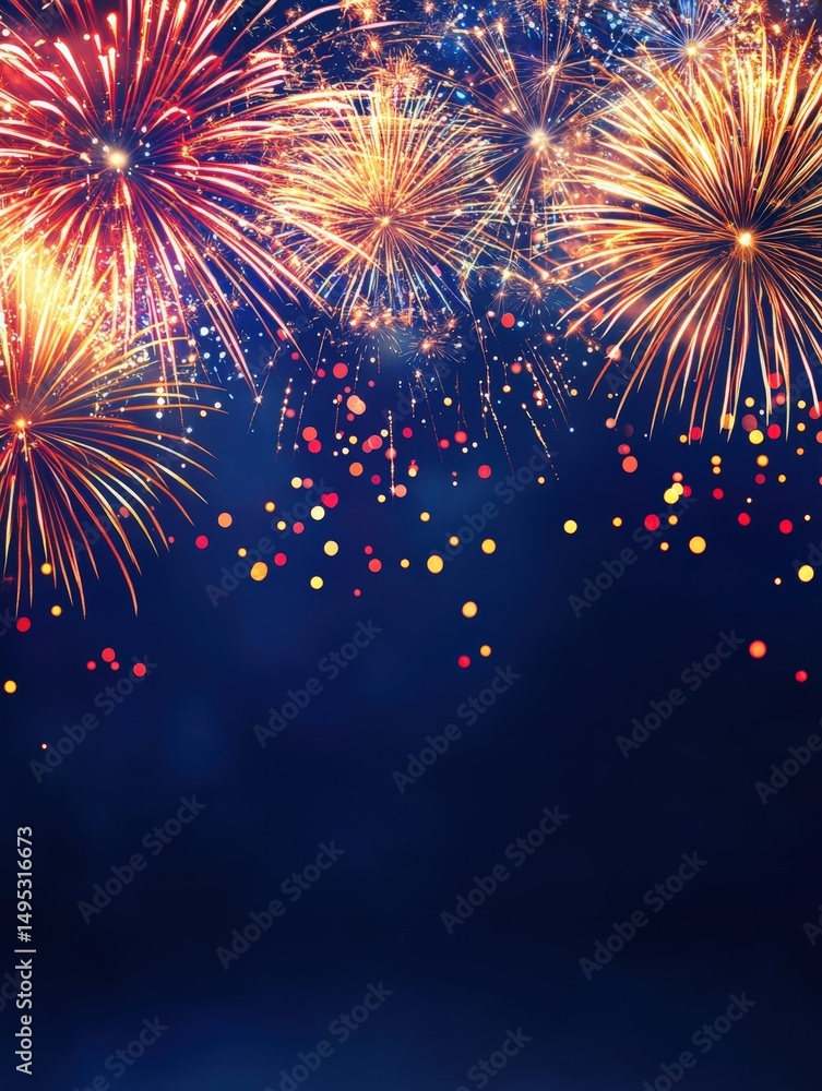 Fototapeta premium Vibrant fireworks illuminate the night sky, celebrating a festive occasion with colorful bursts