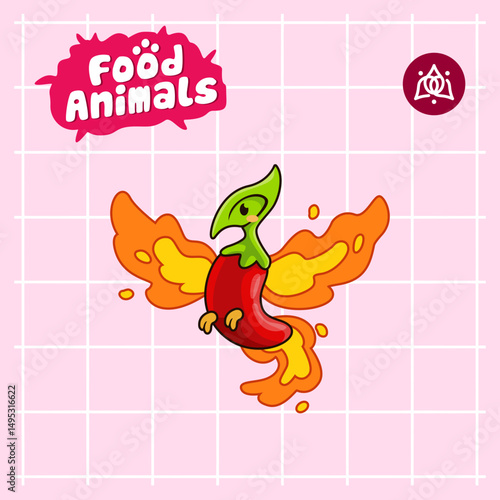 phoenix chilli cartoon mascot logo character