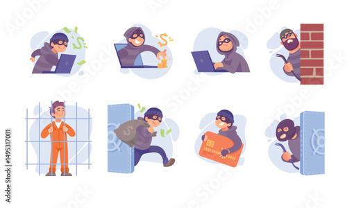 Cartoon Scenes Featuring Intriguing Themes of Theft and the Escape of Characters