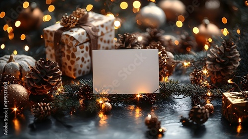 Festive holiday gift card with glowing