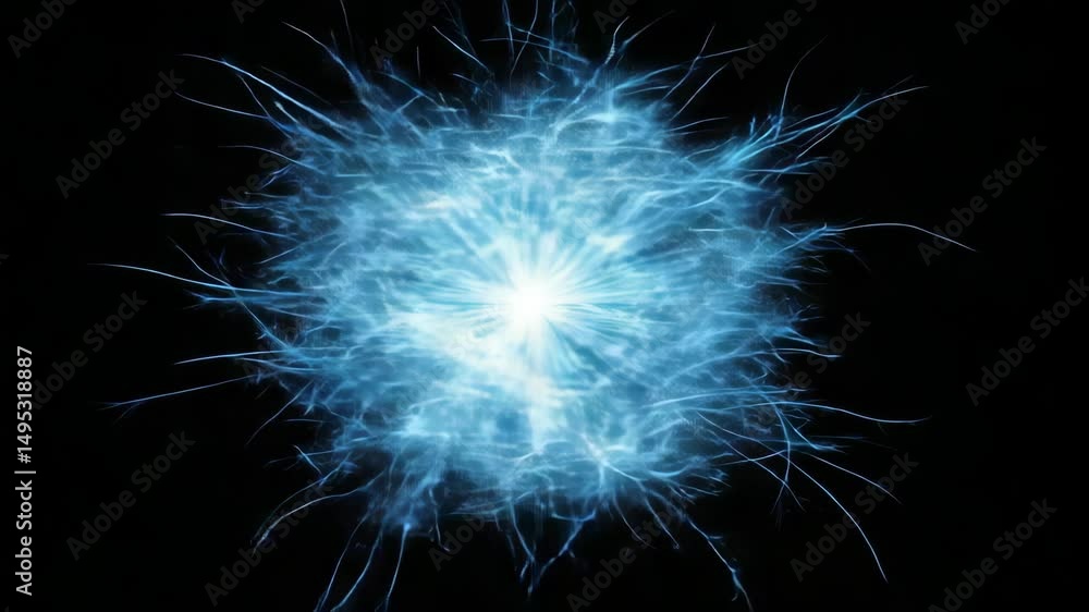 Abstract bright blue energy burst on black background. Abstract bright blue energy burst on black background.