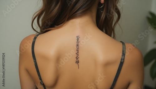 Back Tattoo Woman Fine Line Minimalist