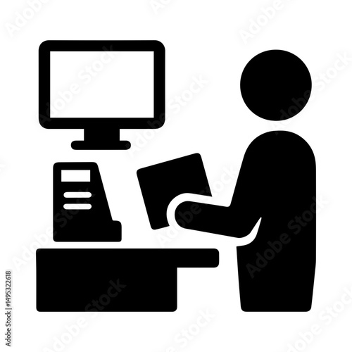 Library book borrowing station icon with transparent background self service kiosk symbol