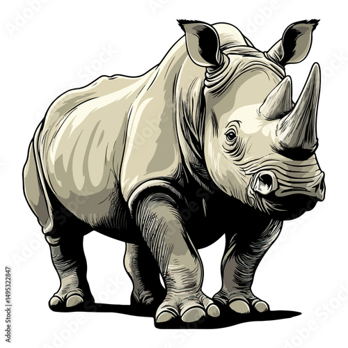 rhino, animal, vector, transparent background, mammal, isolated, wildlife, nature, wild, zoo, large, dangerous, horned, big, huge, creature