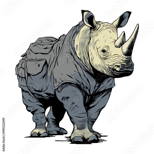 rhino, animal, vector, transparent background, mammal, isolated, wildlife, nature, wild, zoo, large, dangerous, horned, big, huge, creature