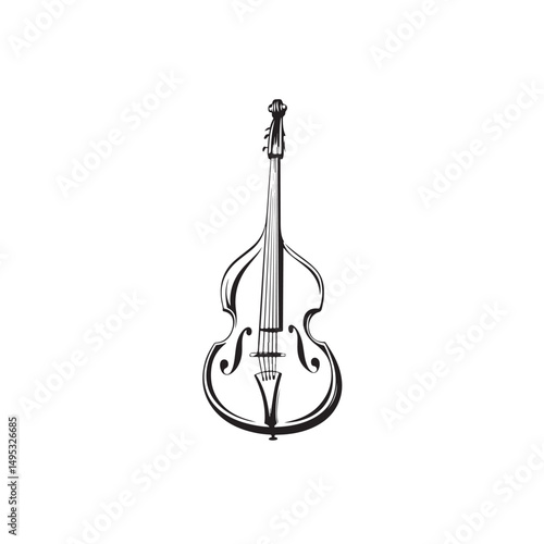 Vector illustration of a violin silhouette, highlighting the elegant and classic shape of this string instrument