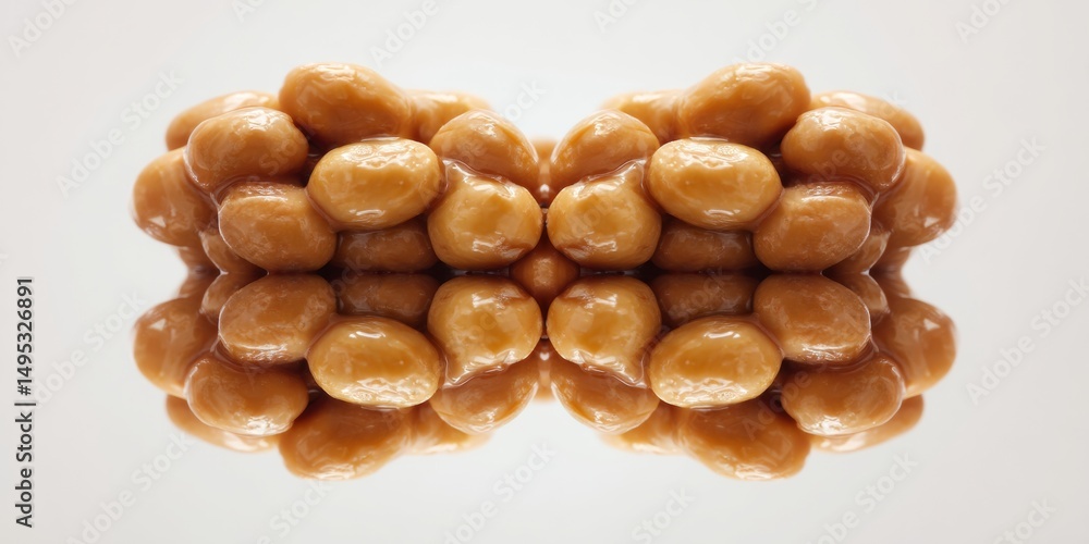 Fototapeta premium Isolated Sticky Natto Gum Close Up Symmetrical Arrangement on Surface