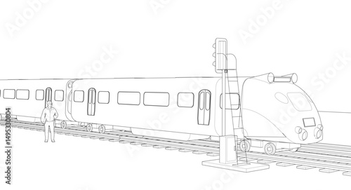 modern electric train 3d illustration