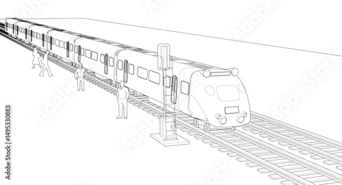 modern electric train 3d illustration