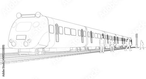 modern electric train 3d illustration