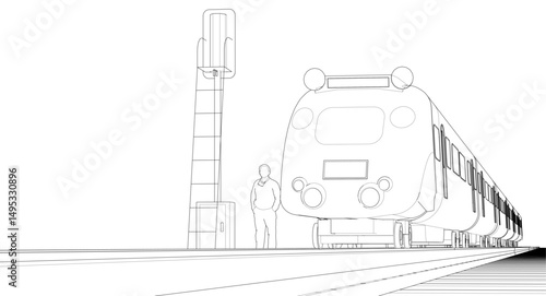 modern electric train 3d illustration