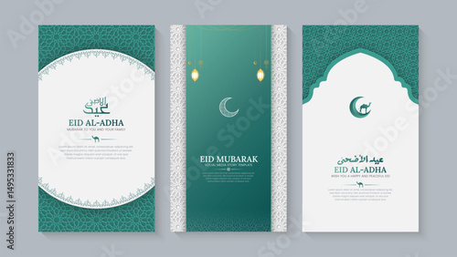 Arabic Islamic style Eid al Adha social media stories template collection