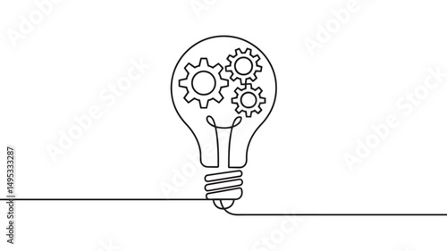 light bulb idea vector illustration simple one line drawing