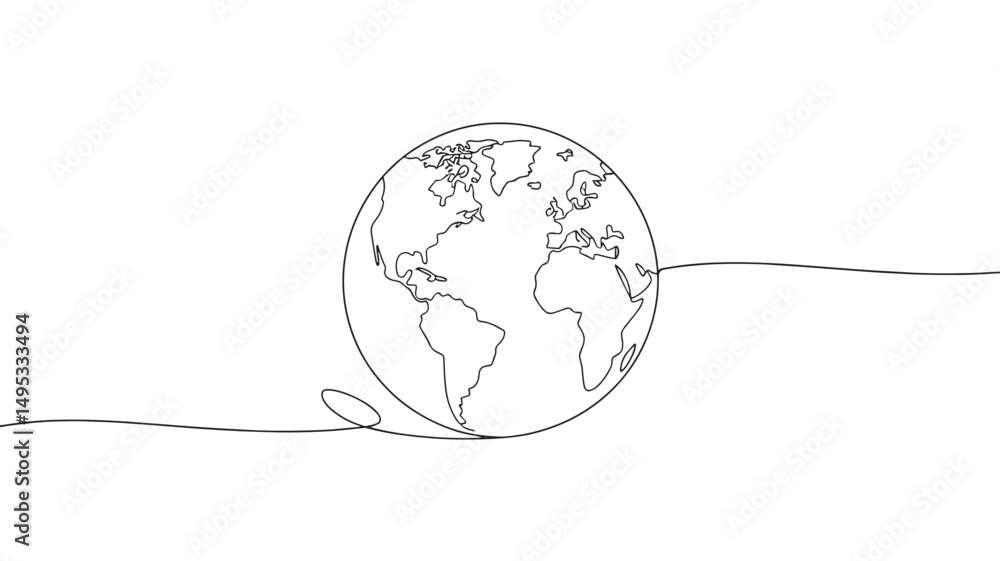 earth planet on white background vector illustration simple one line drawing earth planet on white background vector illustration simple one line drawing
