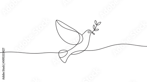 dove of peace  vector illustration simple one line drawing