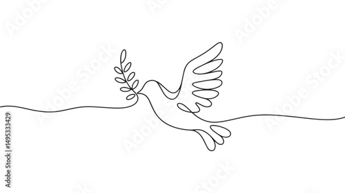 dove of peace  vector illustration simple one line drawing