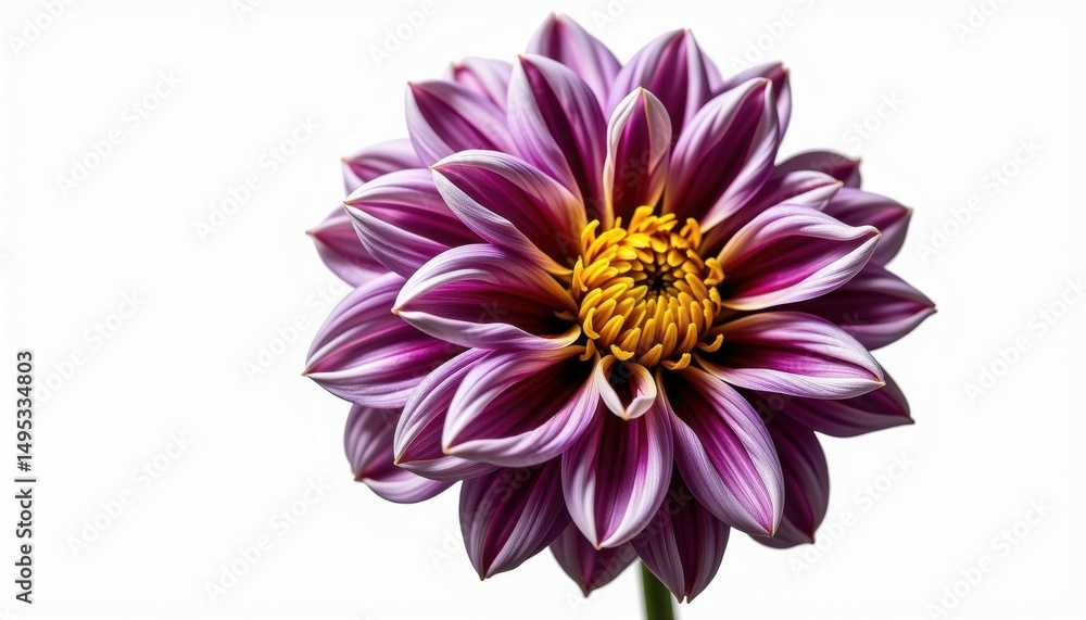 Obraz premium Close-up image of a blooming dahlia, with its petals revealing a beautiful gradient of colors and textures