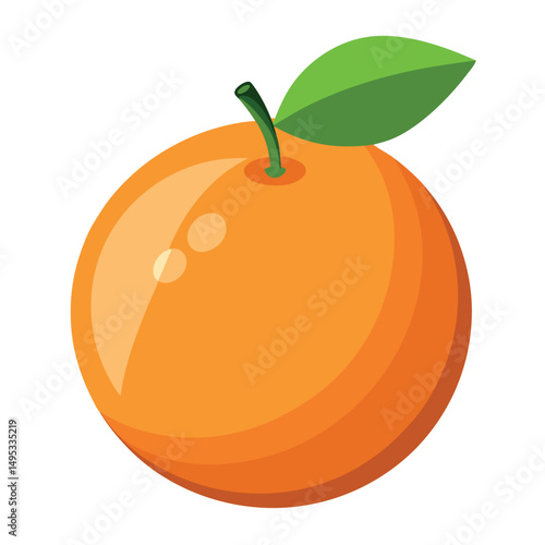 Set of Orange Fruits Vector Illustration Design Isolated on White Background, Whole Orange Fruit With Leaves.