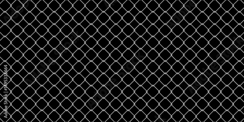 Steel wire chain link fence seamless pattern. Metal lattice with rhombus, diamond shape silhouette. Grid fence background.