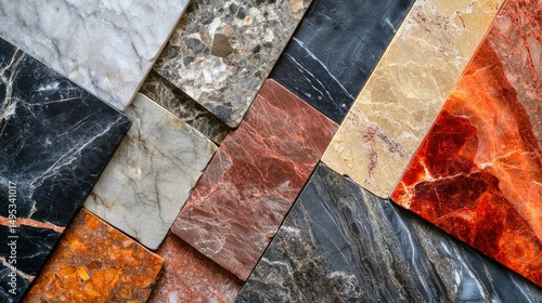Collection of Diverse Marble Slabs Textures and Colors