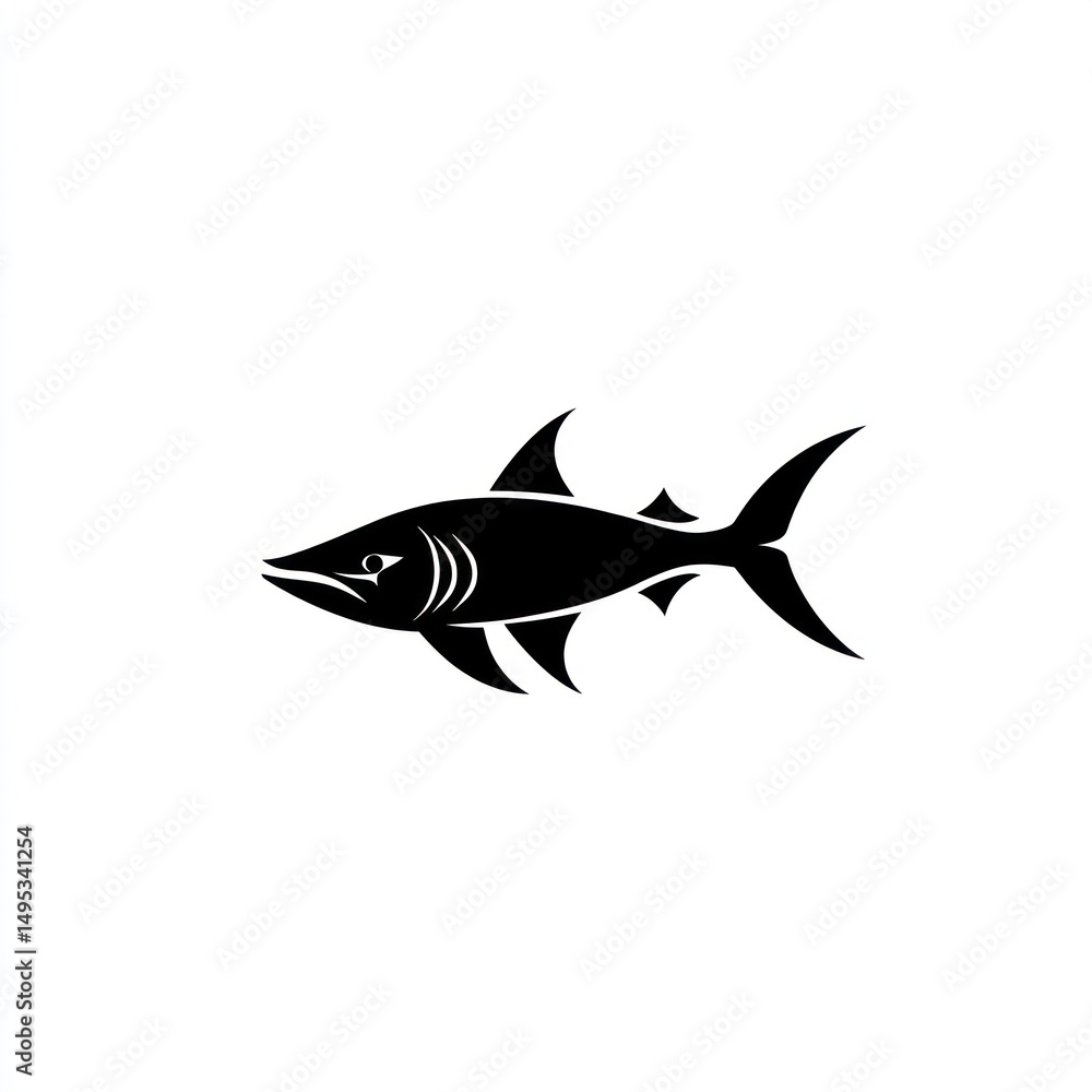 Fototapeta premium Silhouette of a fish, ocean background, seafood, design