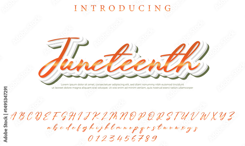 Fototapeta premium Juneteenth Font Stylish brush painted an uppercase vector letters, alphabet, typeface