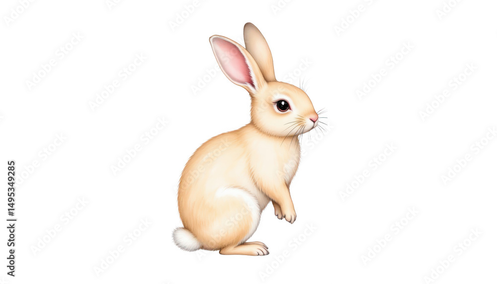 Fototapeta premium Captivating contrast, a portrait of white rabbit on black background white