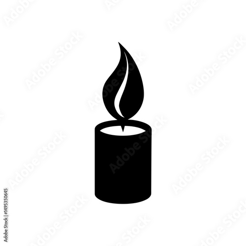 candle flame flicker silhouette on white 