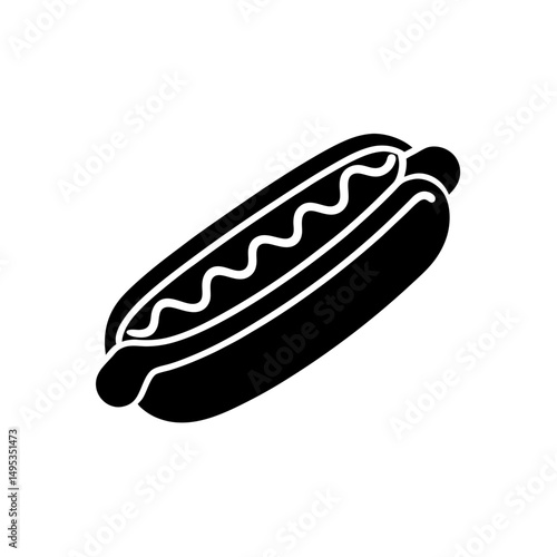 hotdog with mustard on white background  .svg