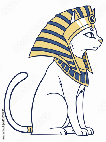 Egyptian Cat – Pharaoh Vector Illustration

