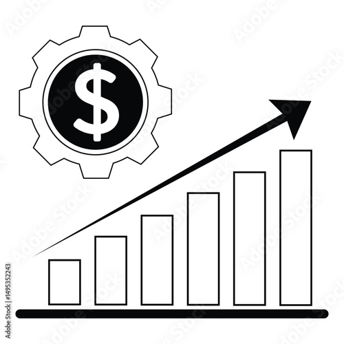 Finacial graph of US dollar in Black & White