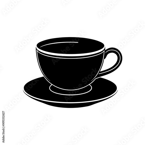 teacup and saucer on white background  