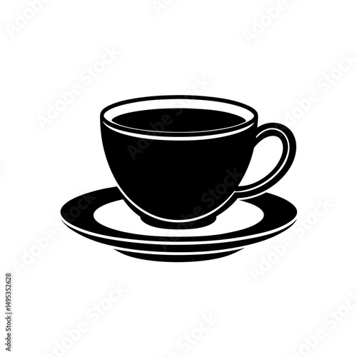 teacup and saucer on white background  .svg