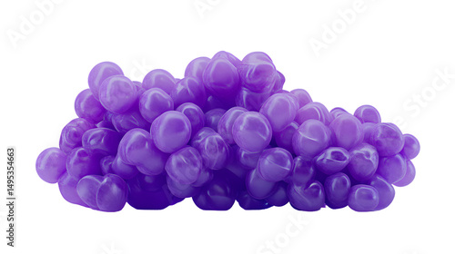 Vibrant Ripe Juicy Purple Grape Cluster on White Background