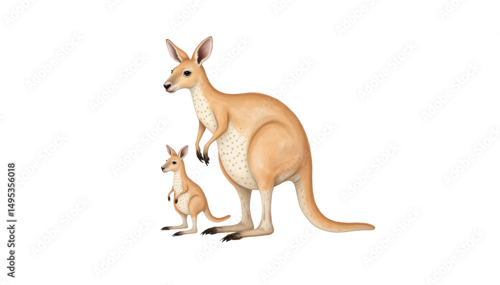 Fototapeta premium Kangaroo joey and mother, a heartwarming glimpse of wildlife in the australian outback