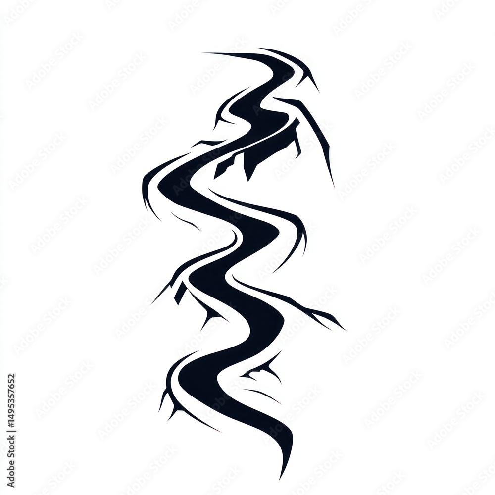 Obraz premium Winding river path through mountains; nature background; design element