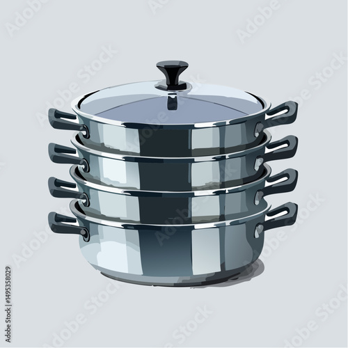 Stackable Cookware Set Modern Matte Gray Pots and Pans