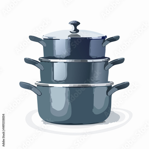 Stackable Cookware Set Modern Gray Pots and Pans