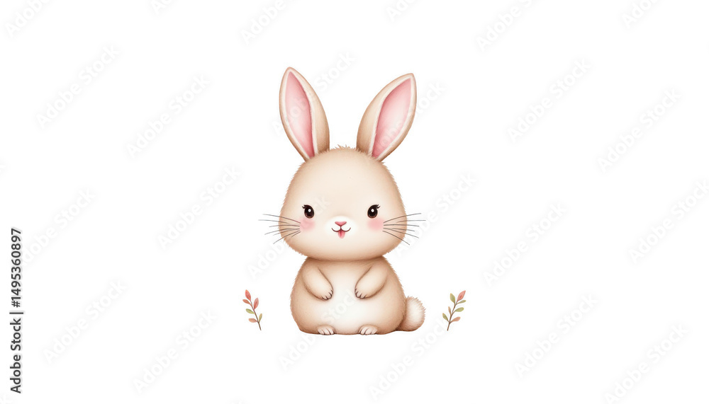 Adorable bunny relaxing in nature, a serene wildlife encounter Adorable bunny relaxing in nature, a serene wildlife encounter