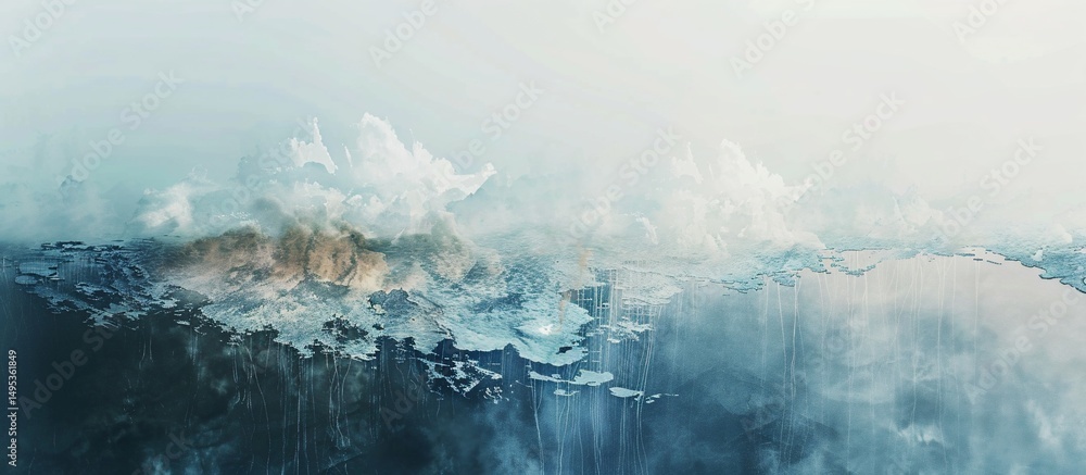 Fototapeta premium Misty mountain range shrouded in clouds