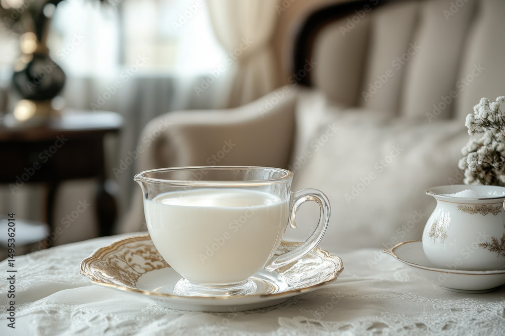 Fototapeta premium Cup and saucer on table.