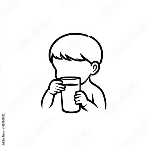 Wallpaper Mural Toddler drinking from glass, white background, healthy hydration Torontodigital.ca