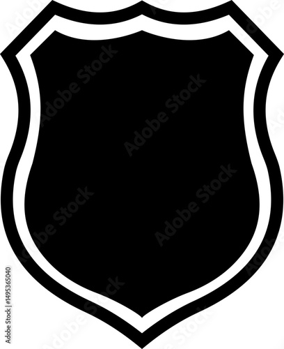 Shield silhouette flat icon. Protect shield security icon sign. Shield badge quality symbol isolated on transparent background. Design element for safety and protection. Vector illustration.